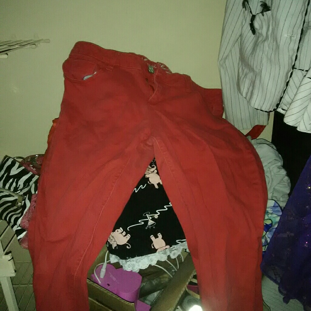 Red pair of jeans